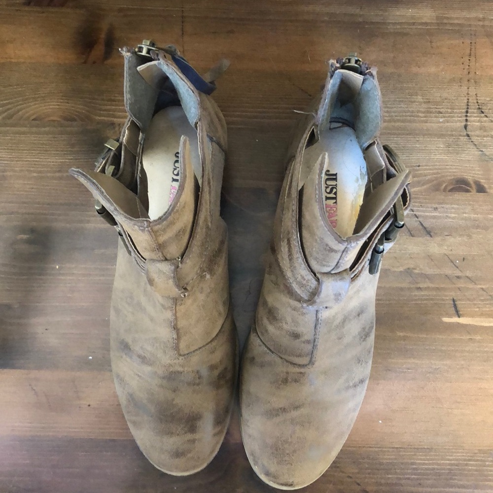 Brown booties from Just Fab